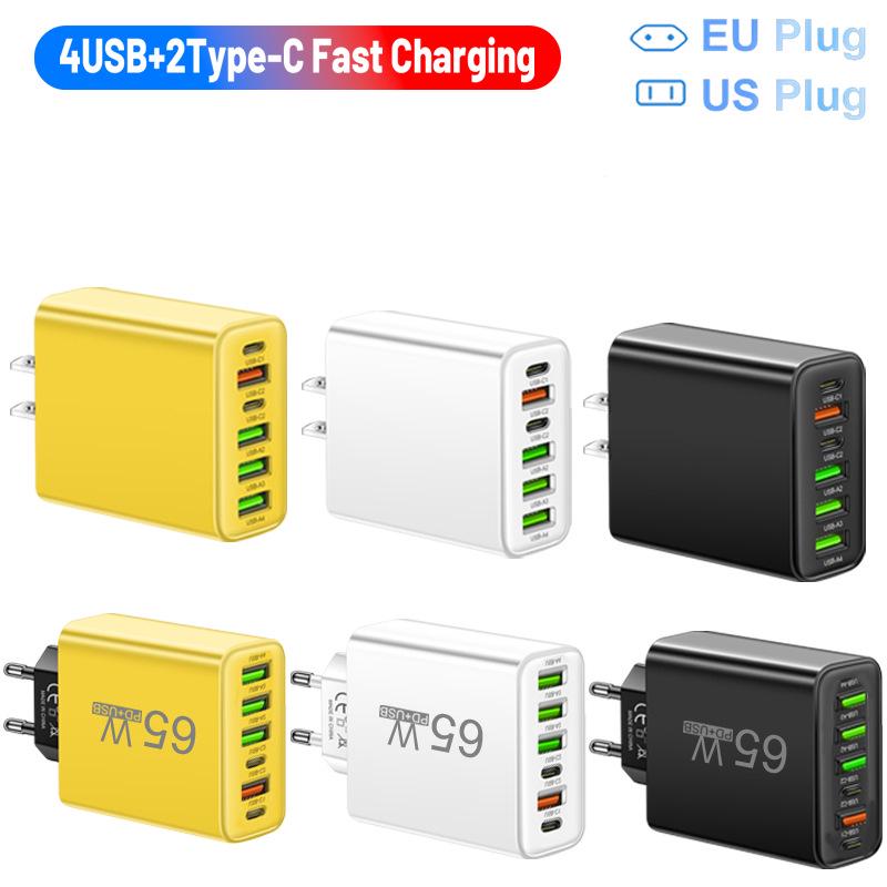 3.1A Multi-Port Travel Charger with 2 Type-C PD & 4 USB Ports for Mobile Phones