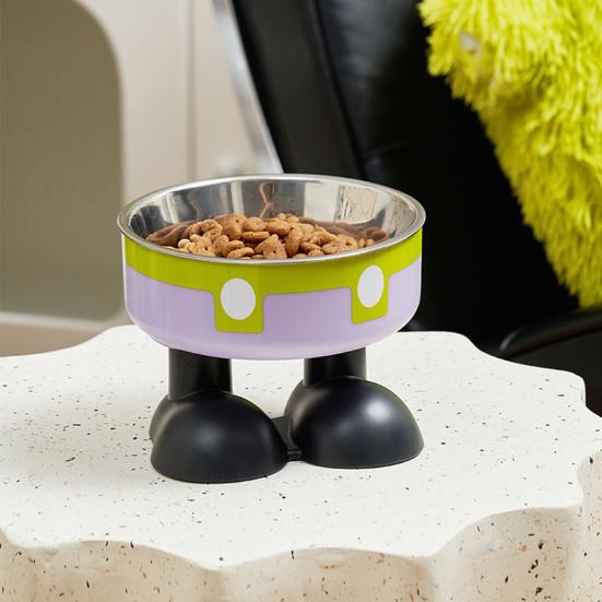Elevated Cat Bowls Stainless Steel Pet Dish with Non-Slip Base Removable Pet Bowls for Food Water Wide Shallow Cat Dish