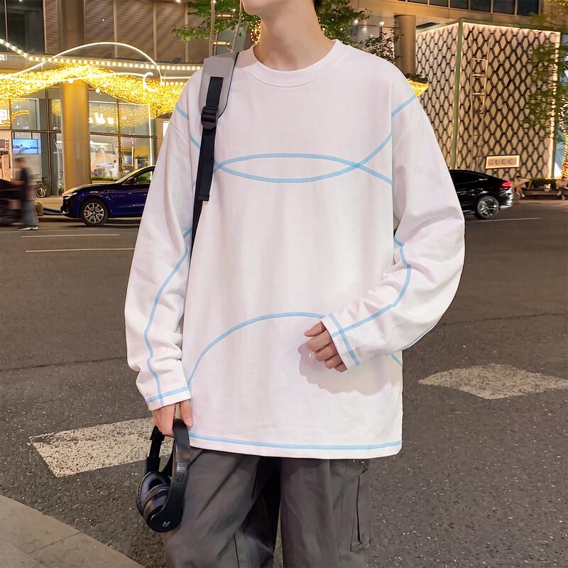 Wassup Sohot Contrast Line Long Sleeve T-Shirt