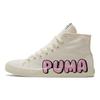 Puma Bari Mid Logo - White Unisex Sneakers Whisper-White Prism-Pink Black 387235-01