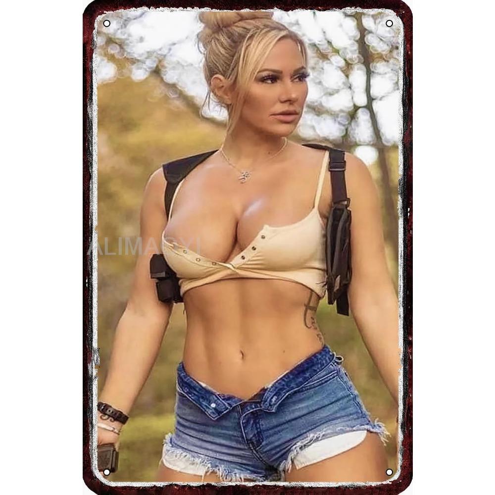 Vintage Metal Tin Sign Sexy Pin