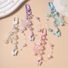 Lovely Resin Butterfly Keychain Handmade Beaded Key Ring Pendant for Women Girls Handbag Decor DIY Key Chain Jewelry Gift