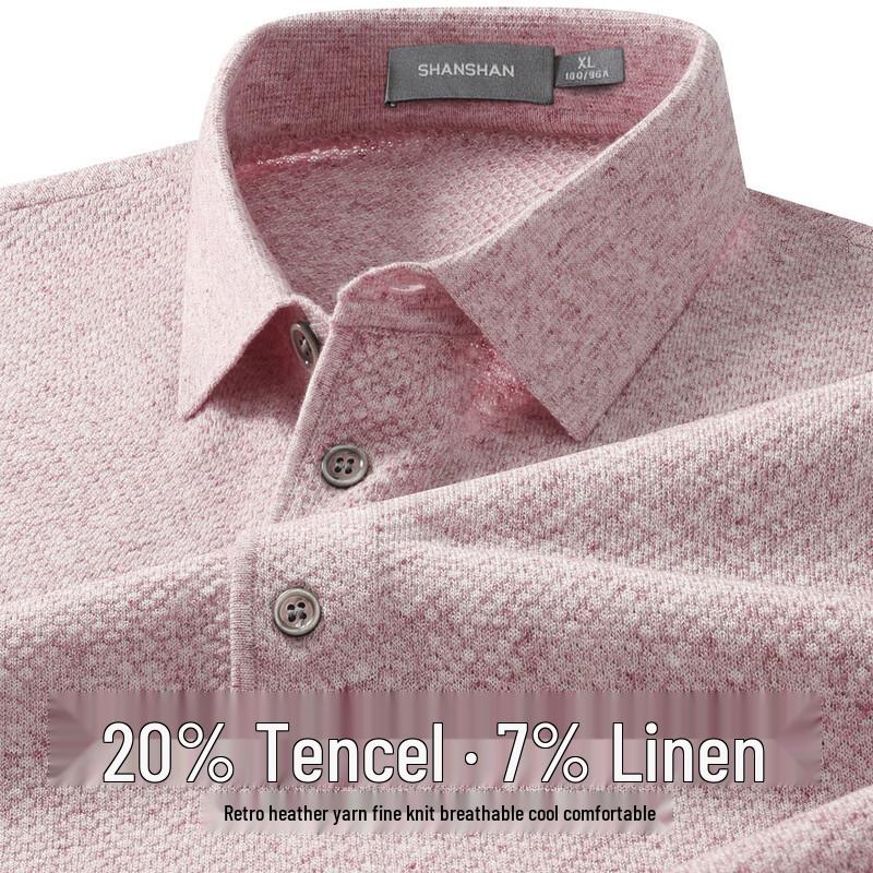 SHANSHAN Men s Lyocell & Linen Blend Polo Shirt 175