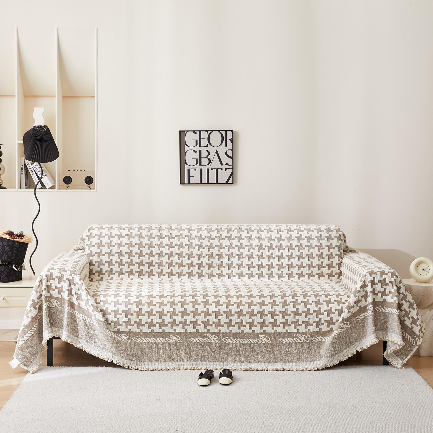 

Полотенце для дивана с рисунком «гусиные лапки», универсальное эластичное покрывало для дивана Four Seasons, универсальное цельное полное покрытие, чехол для дивана с защитой от кошачьих царапин 180*130 кофейный