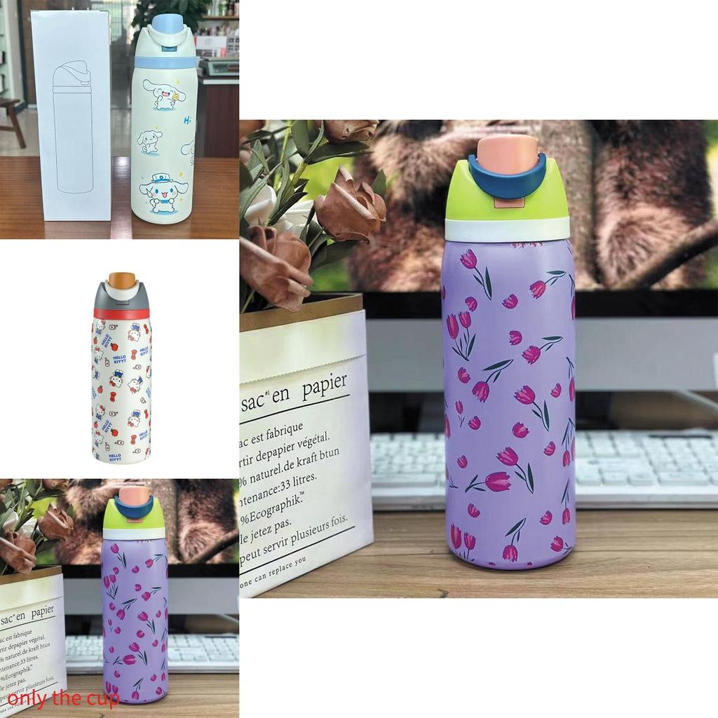 Hello Kitty Kuromi Butterfly Knot Floral Print Stainless Steel Insulated Cup With Lock Clip For Outdoor Activities