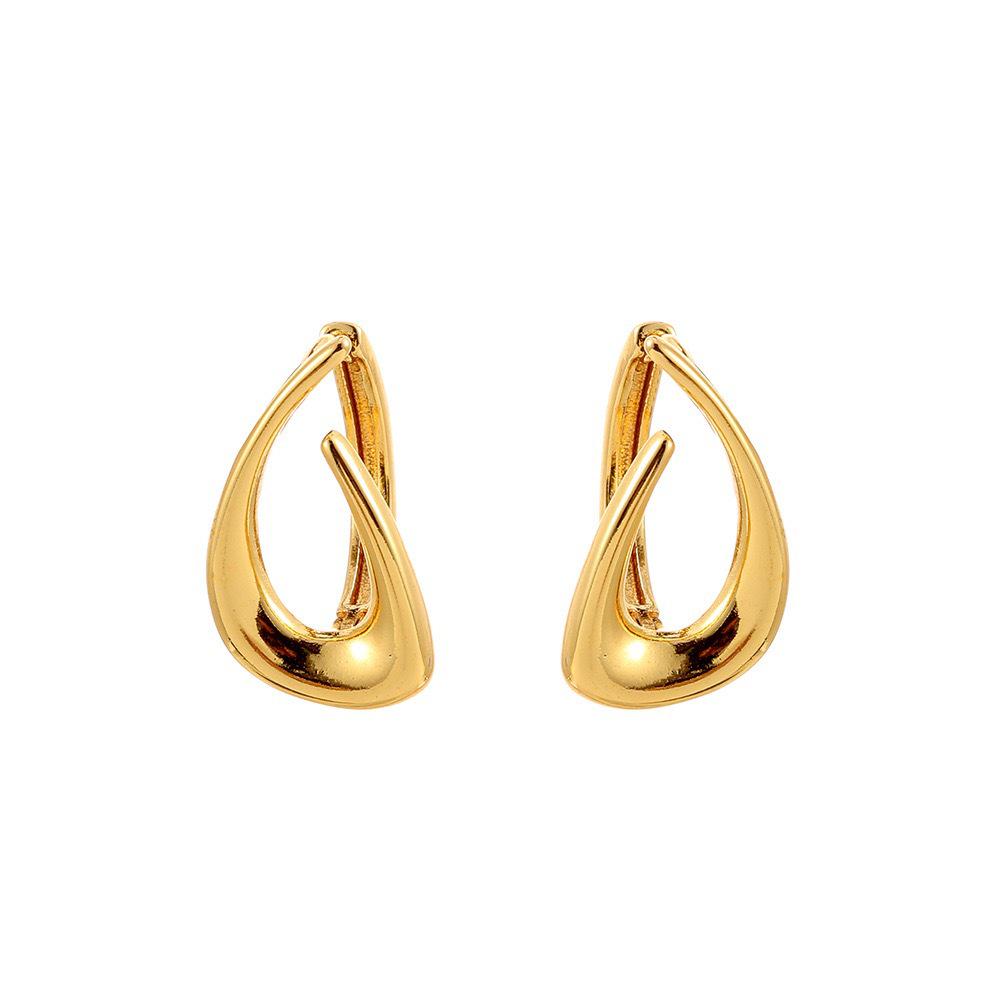 Elegant Geometric Water Drop Earrings - Bright Surface, Hollow Design, Versatile Style for Women