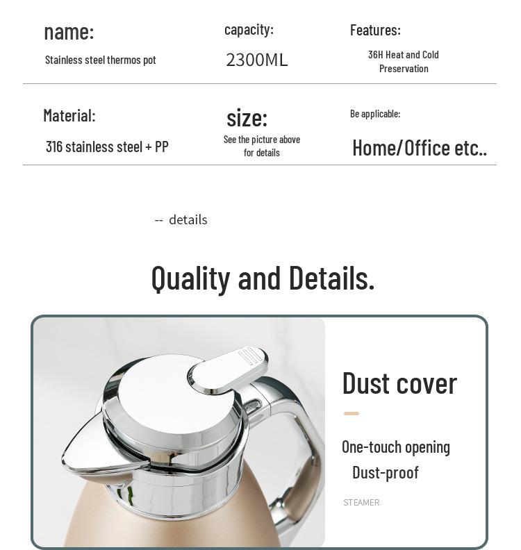 316 Stainless Steel Large Capacity Insulated Coffee Flask