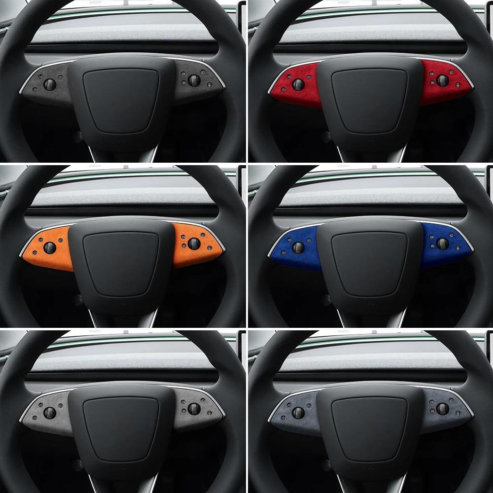 For Tesla Model 3 Highland 2024-2026 Italian Top Suede Steering Wheel Panel Trim Stickers Decor Cover Car Interior Accessories