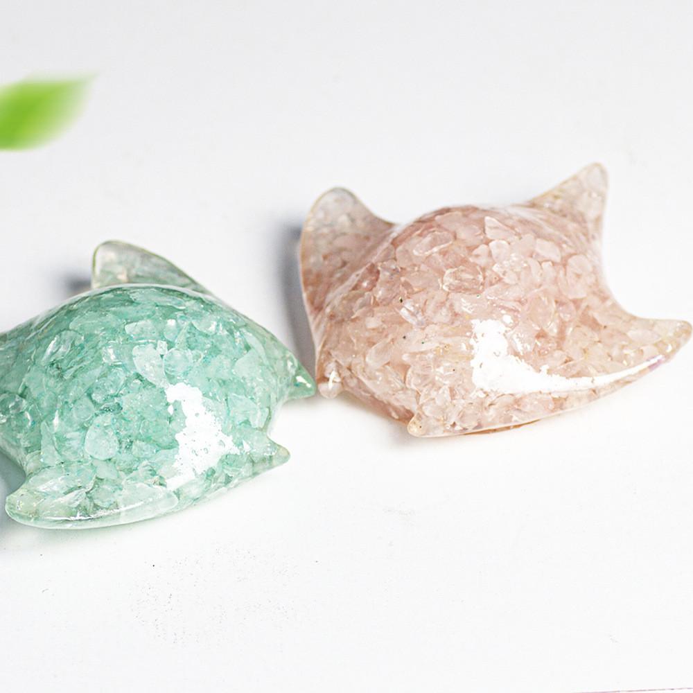 Natural Crystal Fish Resin Art Decor With Oceanic Animal Figurine For Office Desk Gifts