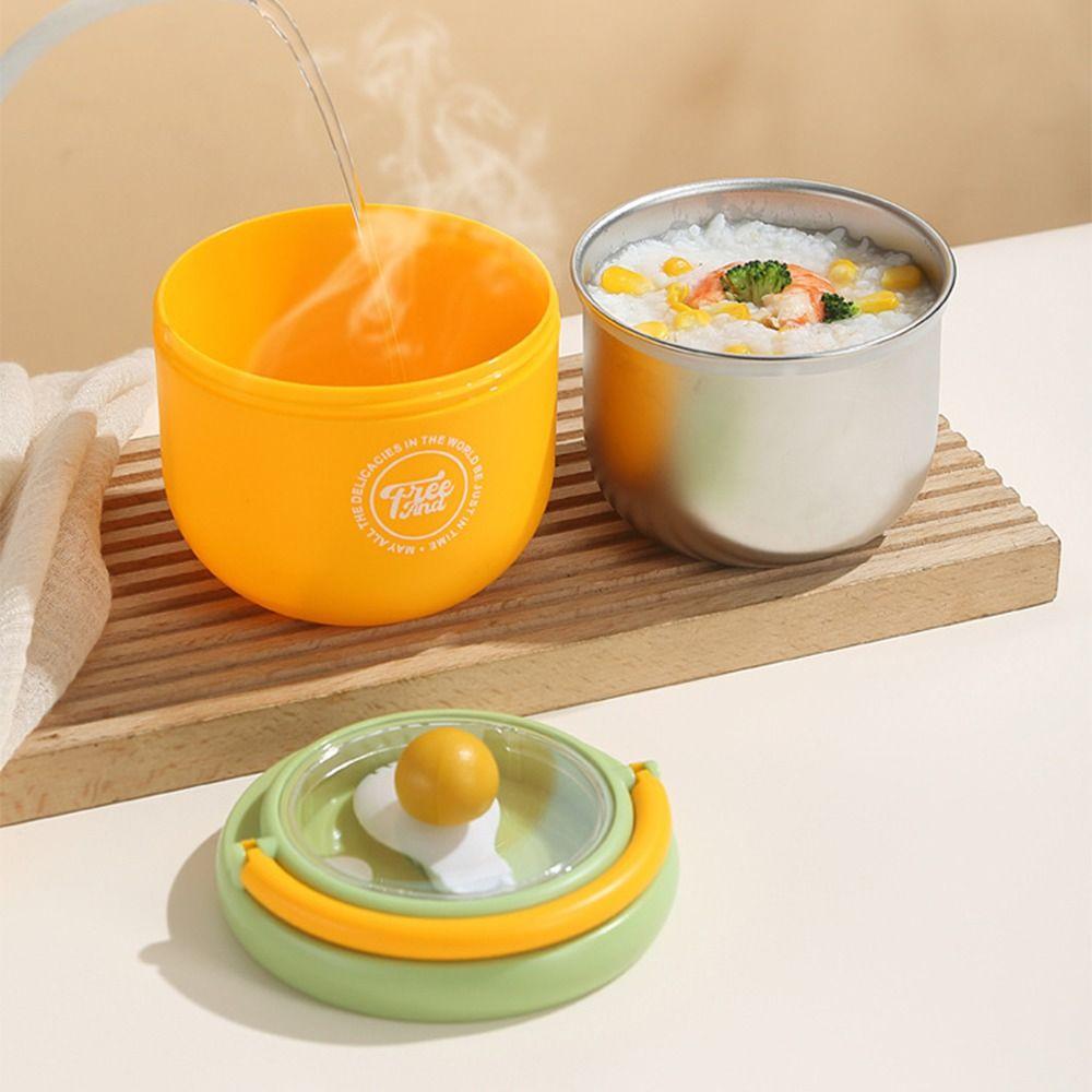 500/600ml Soup Cup Stainless Steel Sealed Bowl Milk Containers  For Breakfast Oat Milk Fruit Salad