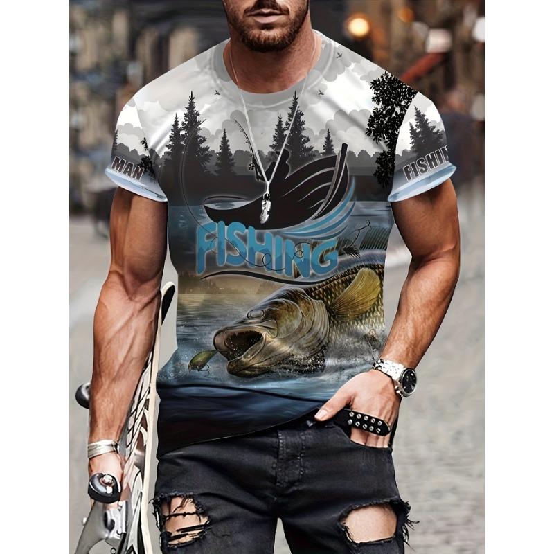 

Футболки для летних рыбалок с принтом в виде 3D-принта для мужчин/женщин, уличная мода, футболки с коротким рукавом и круглым вырезом, свободные топы, футболки, одежда 5XL