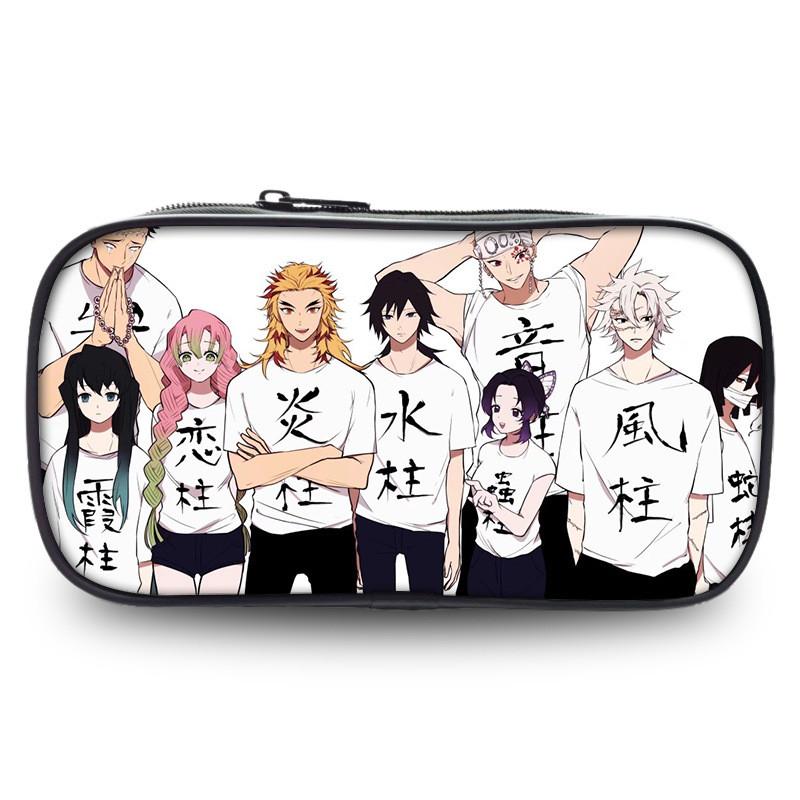 Spacious Oxford Demon Slayer Pencil Case For Students With Casual Style