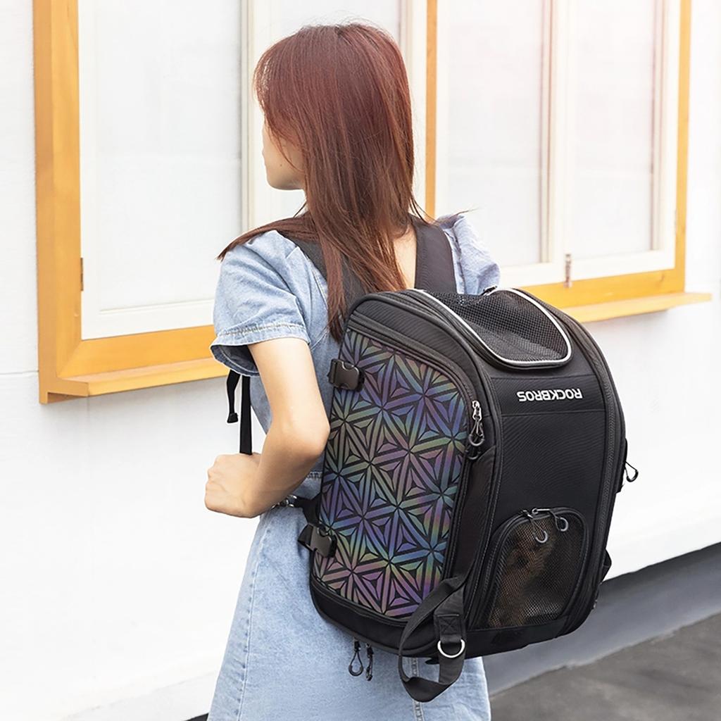 Foldable bicycle bag for transporting a dog or cat - black