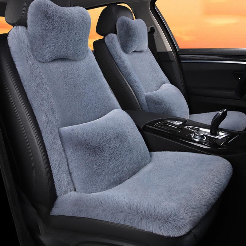 New Winter Car Plush Seat Cushion Heart Shaped Head Pillow Neck Pillow Waist Support Cushion Thickened Warm Universal Seat Cover