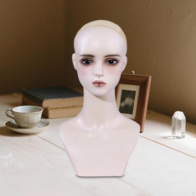 Female Mannequin Head PVC Bust with Ears Realistic Wig Holder Manikin for Hairpieces Headband