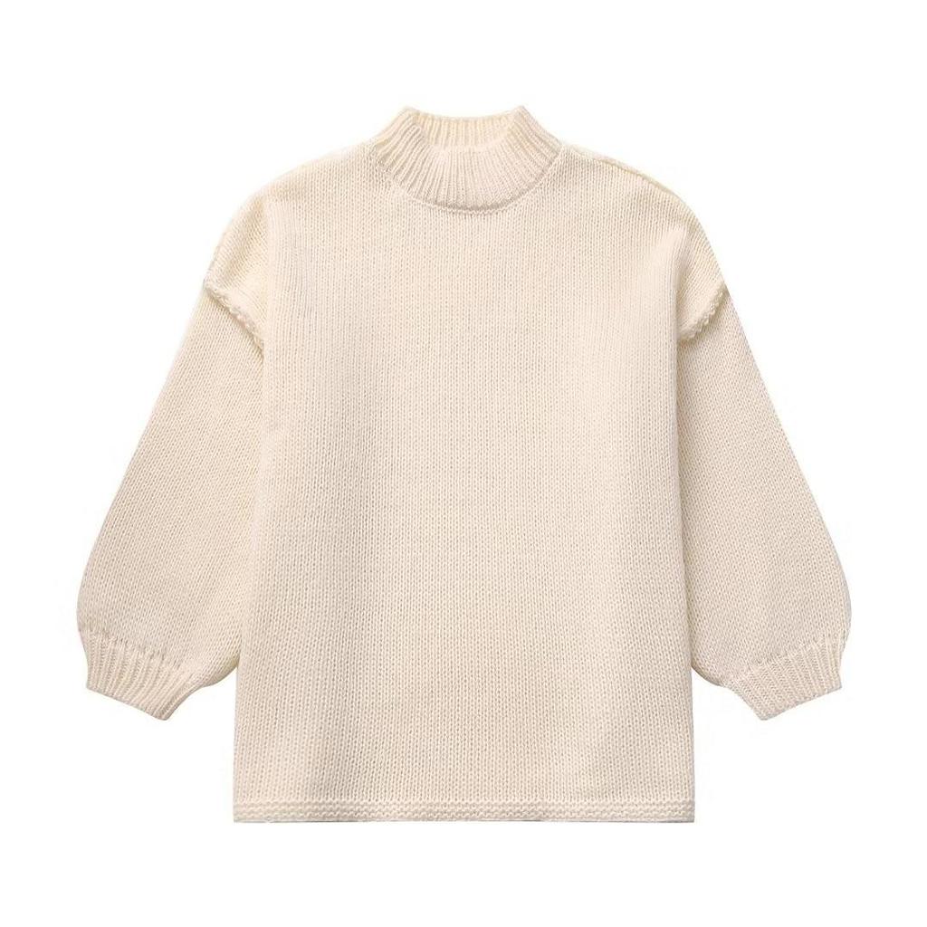 2024 Autumn/Winter Women's Stand-up Collar Knitted Sweater - American Blogger Style, Korean Version