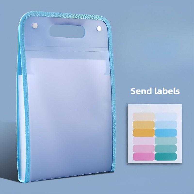 Vertical 13-Pocket Expanding File Organizer - Durable PP Portfolio for A4 Documents, Multi-Category Office Folder синий