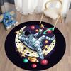 Spaceman Round Rug Cartoon Round Carpet for Living Room Kids Room Astronaut Floor Mat Children Bedroom Soft Kitchen Area Rug