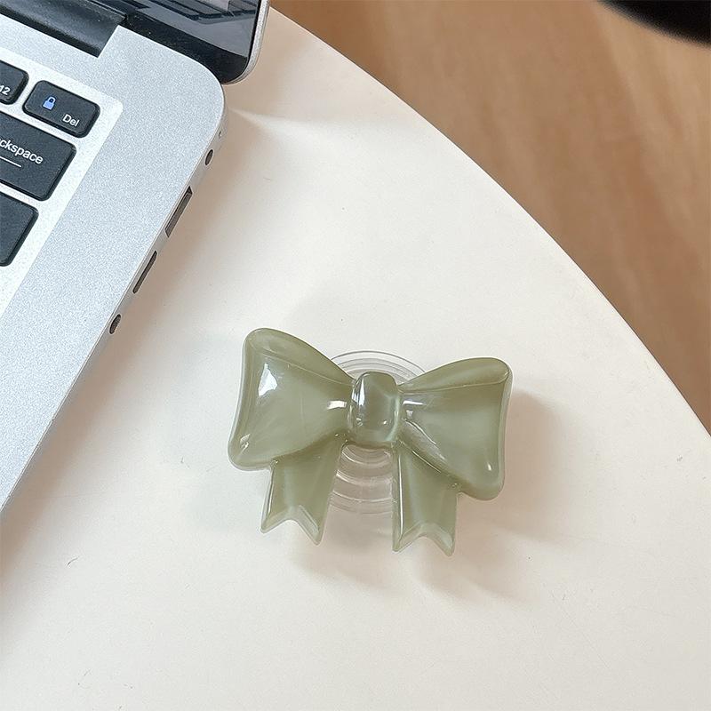Solid Color Bow Mobile Phone Airbag Bracket Paste Retractable Ring Girl Desktop Drama Support
