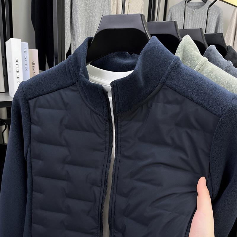 

Men s Lightweight Fleece Down Jacket - 2025 Autumn/Winter Half-High Collar Coat XL
