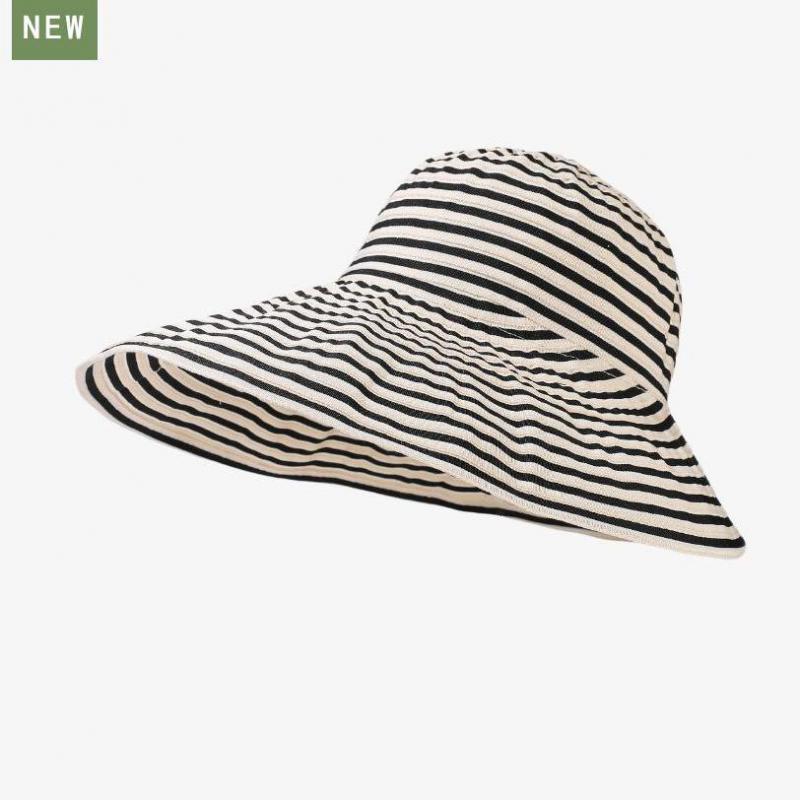 Sombreros de Verano Para Mujer Sombrero de Sol Plegable Rayado de Ala Ancha Casual Sombrero de Sol Parasol
