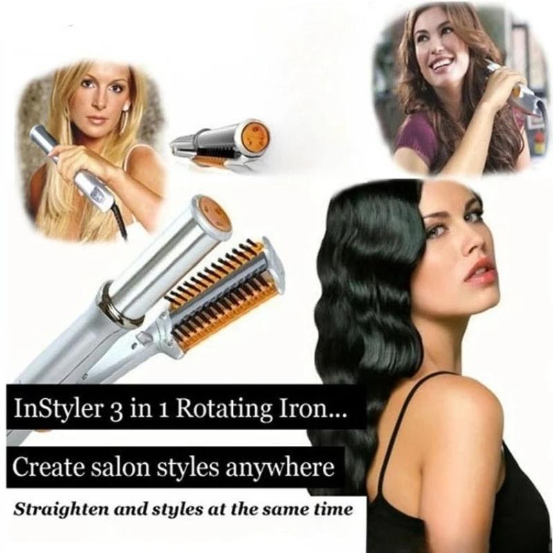 Professional Air Curling Iron Max 2-Way Rotating Hair Curler 2 In 1 Electric Heating Straightening Hair Curler Brushes Instyler