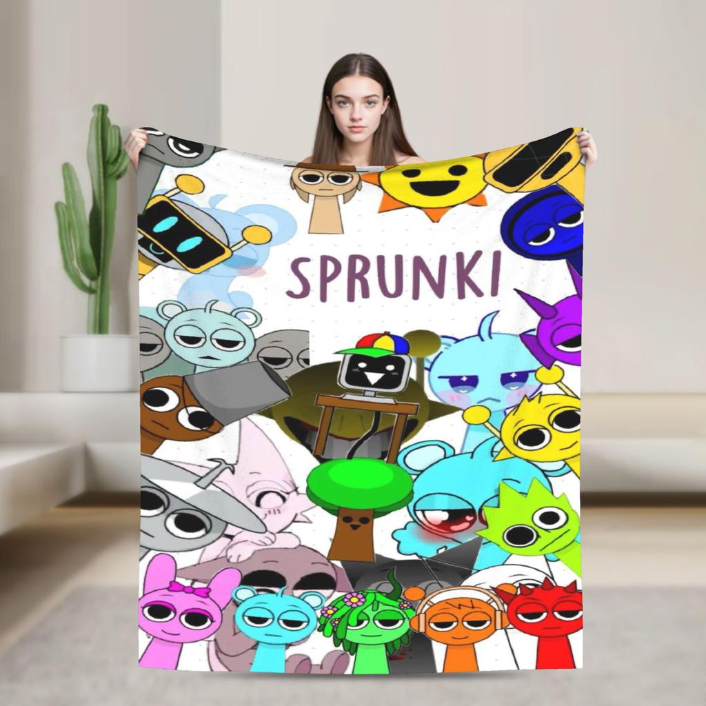 Incrediboxs Sprunkis Blankets Velvet Printed   Multifunction Lightweight Throw Blanket for Sofa Office Quilt