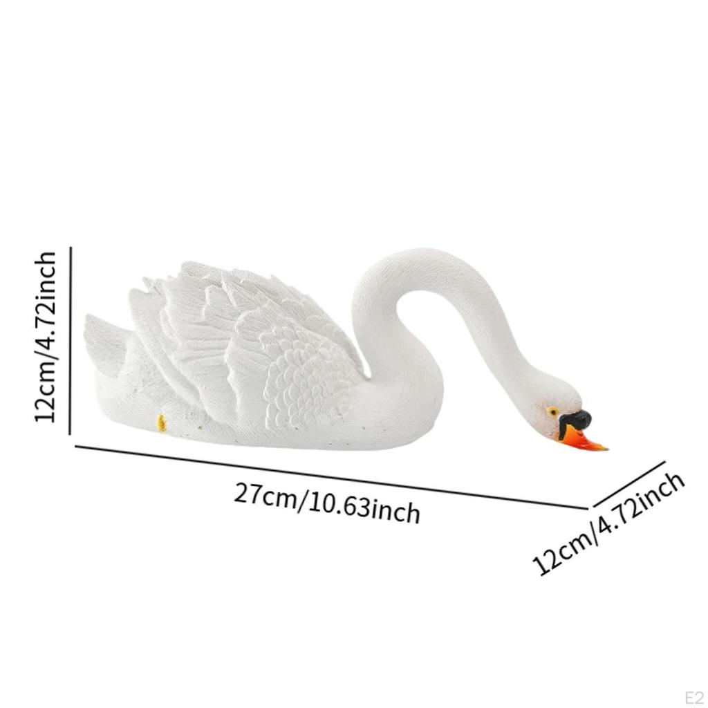 Float Swan Figurine White Statue Adorable Housewarming Gift Patio Lawn Yard Ornament Resin