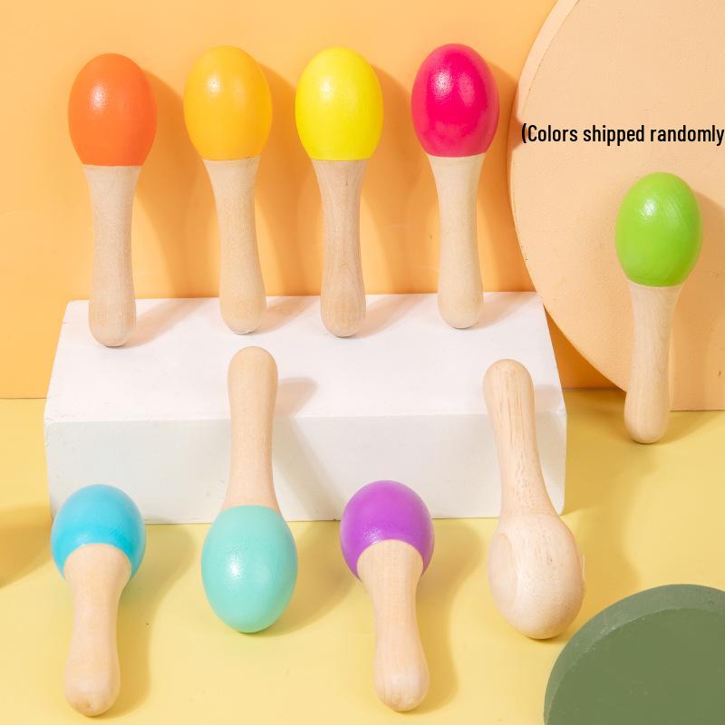 YX Wooden Baby Castanets: Early Education Percussion Instrument for Toddlers - Raw Wood Sand Shaker Toy