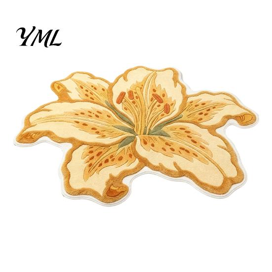 Absorbent Floor Mat for Entrance Lily Shape Mat, Velvet Rug Bathroom And Entrance, Non-slip Decorative Soft Accessory Flower Bedroom Dressing