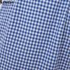 VONDA Women Square Collar 3/4 Sleeve Lace Hem Casual Plaid Mini Dress