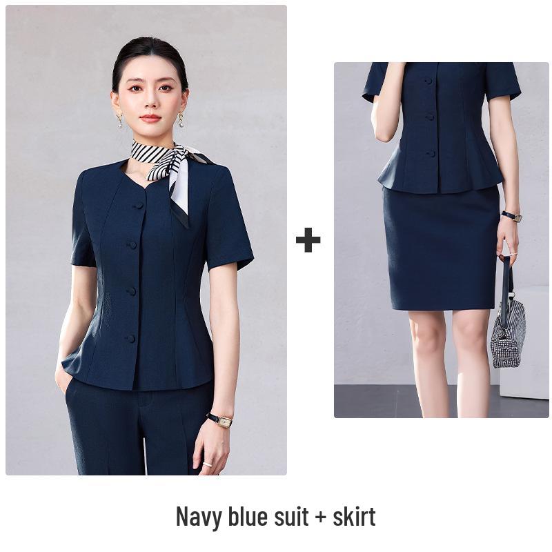 Elegant Seven-Sleeve Slim-Fit Women's Top, Summer Workwear/Professional Suit Style