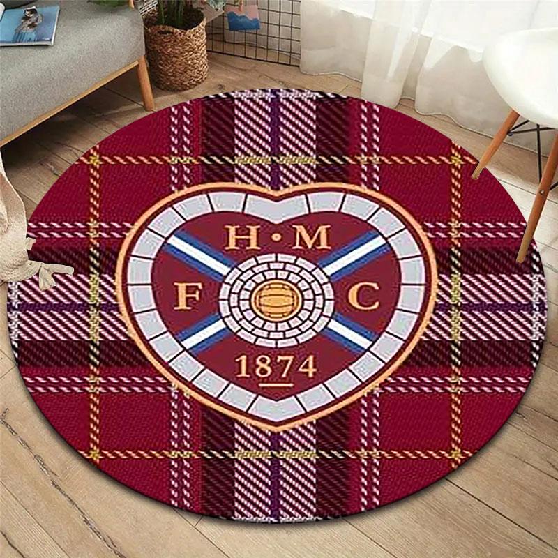 Heart of Midlothian Football Club Round Area Rug,Carpet Rug for Living Room Bedroom Sofa Playroom Decor,Non-slip Floor Mat