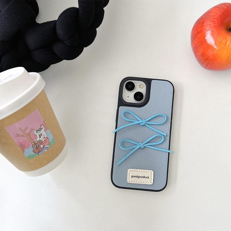 For Apple 17 Promax Leather Bow Simple Phone Case for IPhone 16 Anti Fall Women's New 14