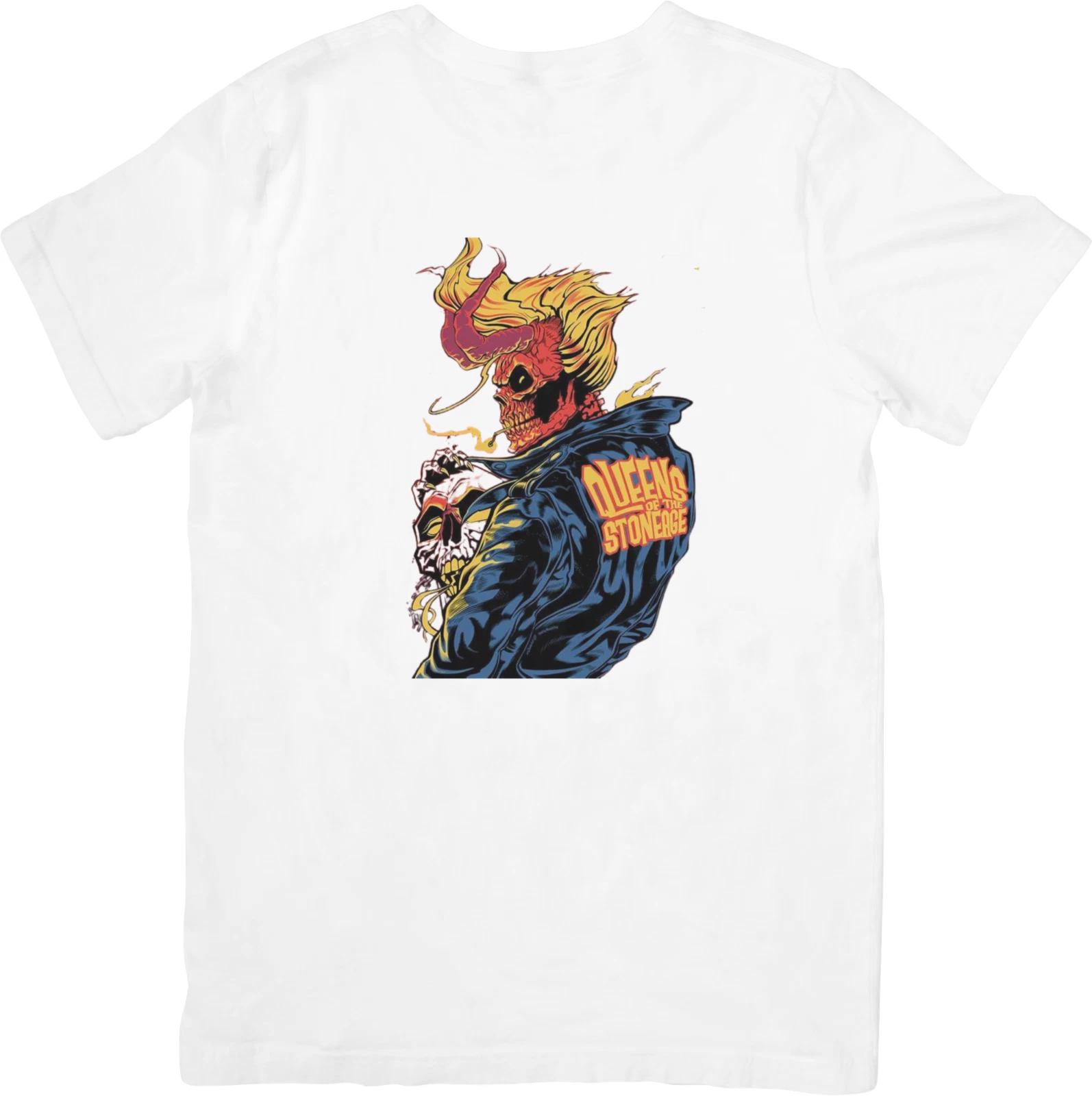 

Queens of the stone age Музыка, подходящая для мужчин и женщин Качественная хлопковая футболка L