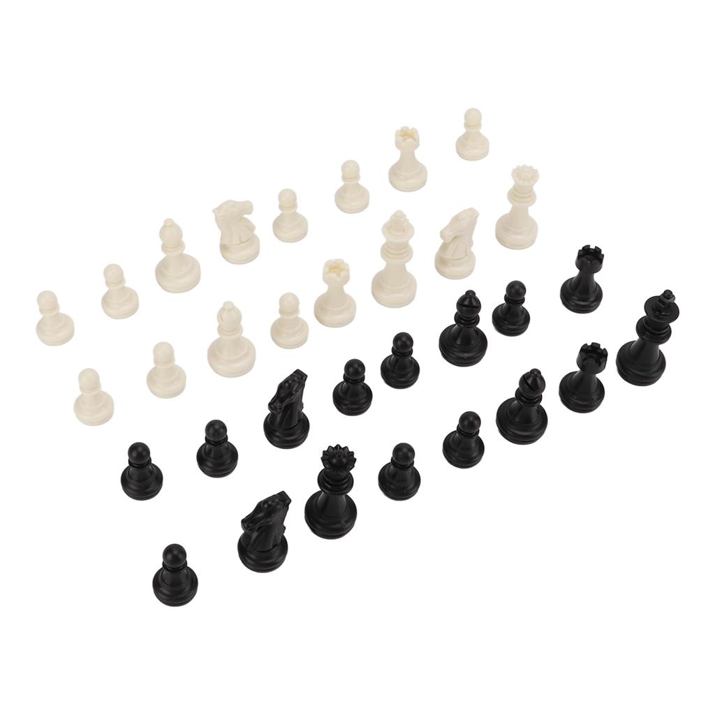 Chess Pieces Only PS Plastic Replacement Chessmen Figurine Pieces 49mm Height King for Party Relaxing(Black White )