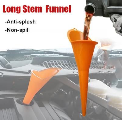 Long Spout Anti-Splash Fuel Funnel – 15'' Flexible Gasoline Oil Filler for Car, Motorcycle, Lawn Mower & Jerry Can, HDPE Plastic