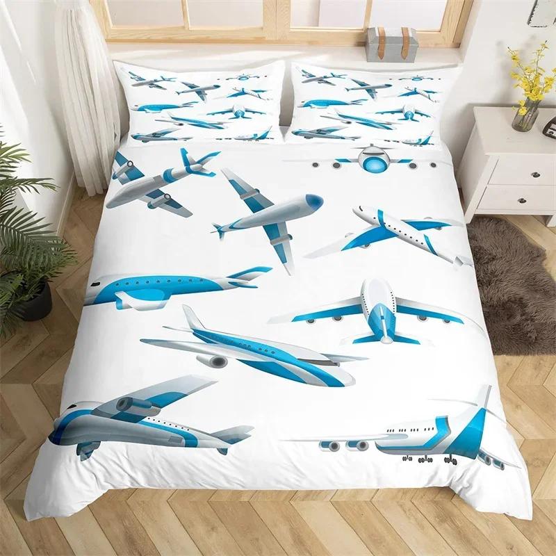 

Мультяшный пододеяльник Самолет Твин Кинг для комнаты мальчика девочки Авиационный постельный комплект Микрофибра Летающий самолет Кавайный чехол для одеяла EU Single(135x200cm)