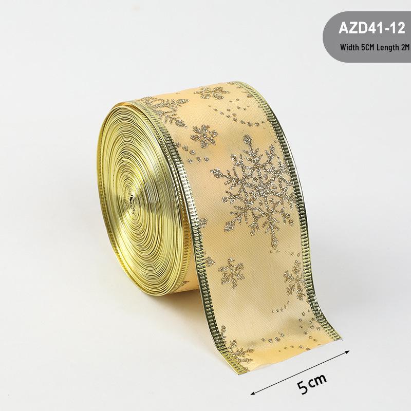 Grenzüberschreitendes Glitzerstoff-Weihnachtsband mit Goldpuder und Eisendrahtkante Schleifendekoration