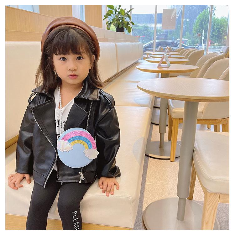 Lovely Baby Girls' Rainbow Coin Purse Fashion Children Round Crossbody Bags Cute Princess Small Handbag Accessories Shoulder Bag