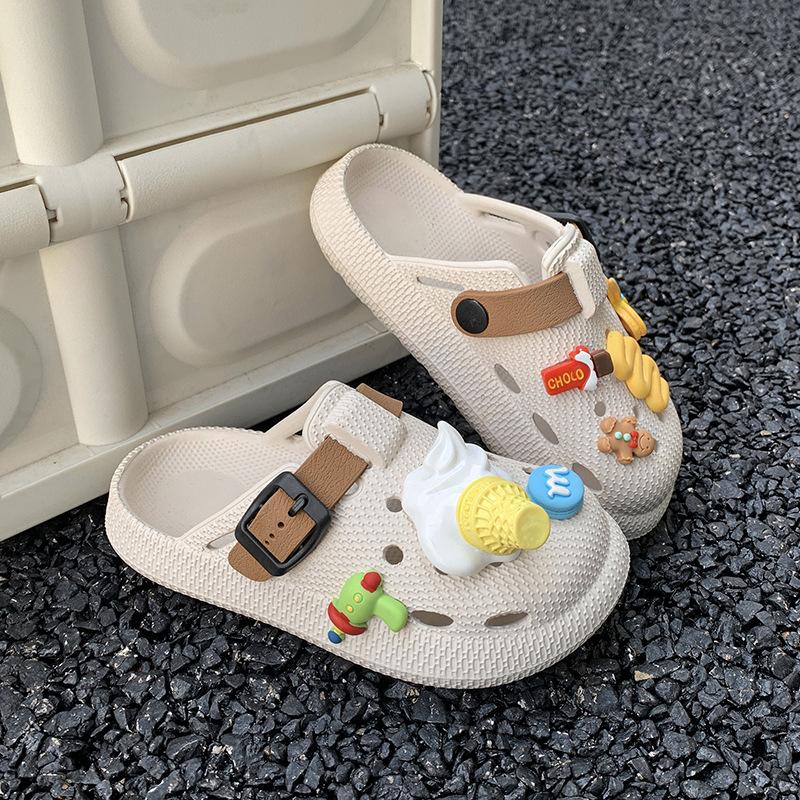 Trendy and Cute Children's Birkenstocks Slippers Breathable Soft-soled Thick-soled Outer Wear Hole Shoes Summer Classmates Cool Slippers Versatile