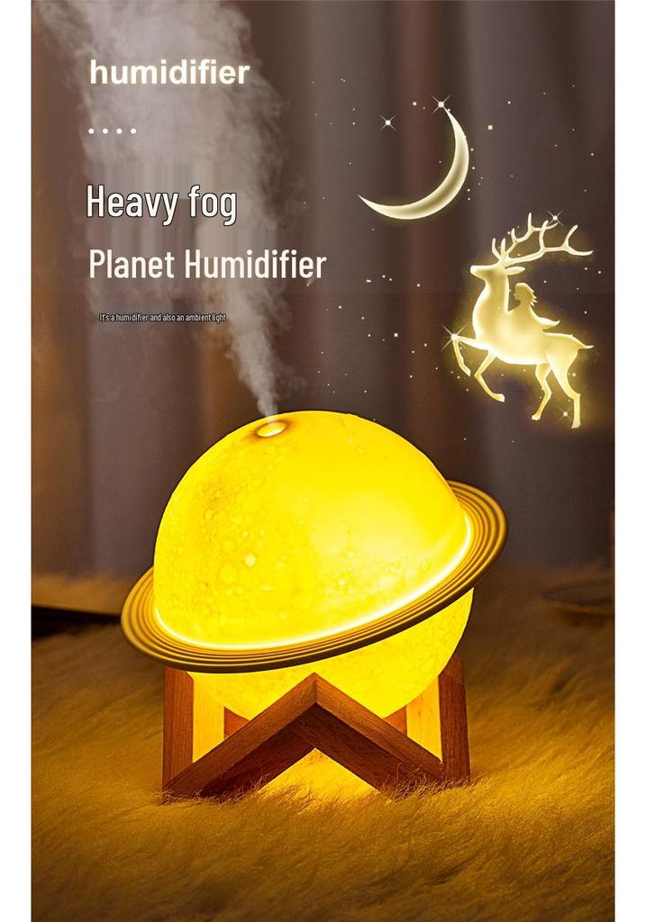 Planet Mini Humidifier & Night Light: Multifunctional, Silent Spray, Ideal for Bedroom Decor & Gifts