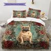 Cats and Dogs with Roses  Pattern Bedding Quilt Set  Home Decoration  Gift (1 * duvet cover + 2 * pillowcase, without core)