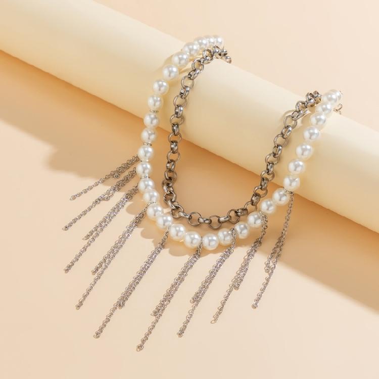 Imitation Pearls Choker Tassels Necklace Fashion Collar Necklace Jewelry