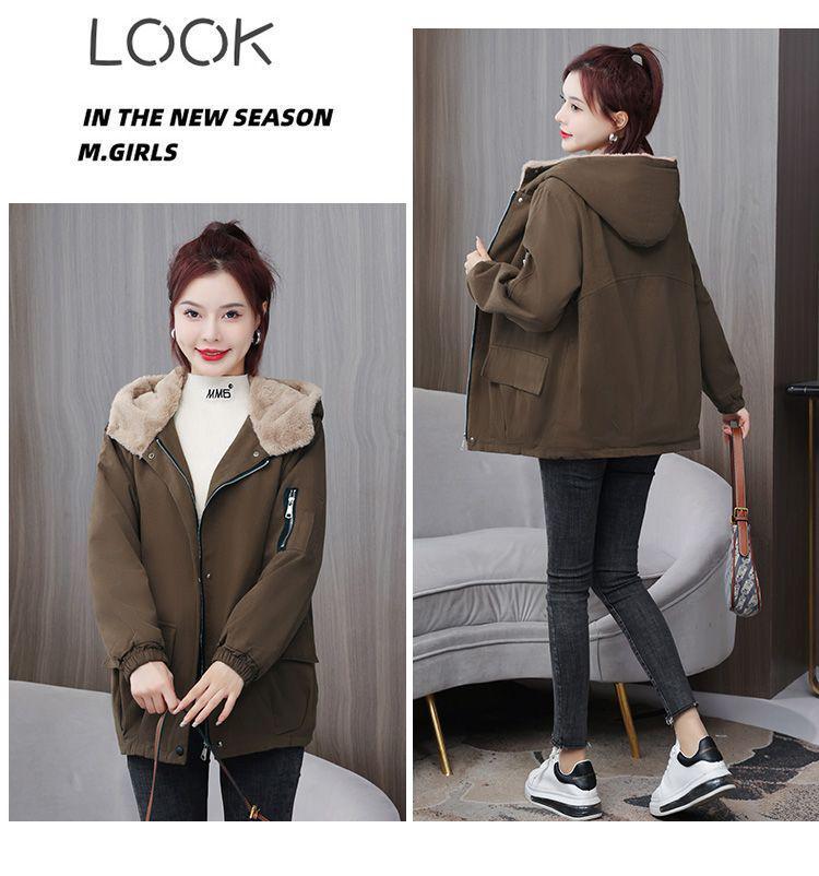 Women's Hong Kong Style Winter Cotton Jacket - Mid-Length, Thickened, Plus Velvet, Trendy & Versatile