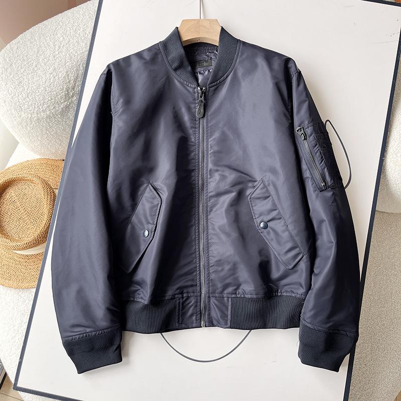 Unisex Japanese Retro Pilot Baseball Jacket with Stand-up Collar S fits 90-115 lbs синий