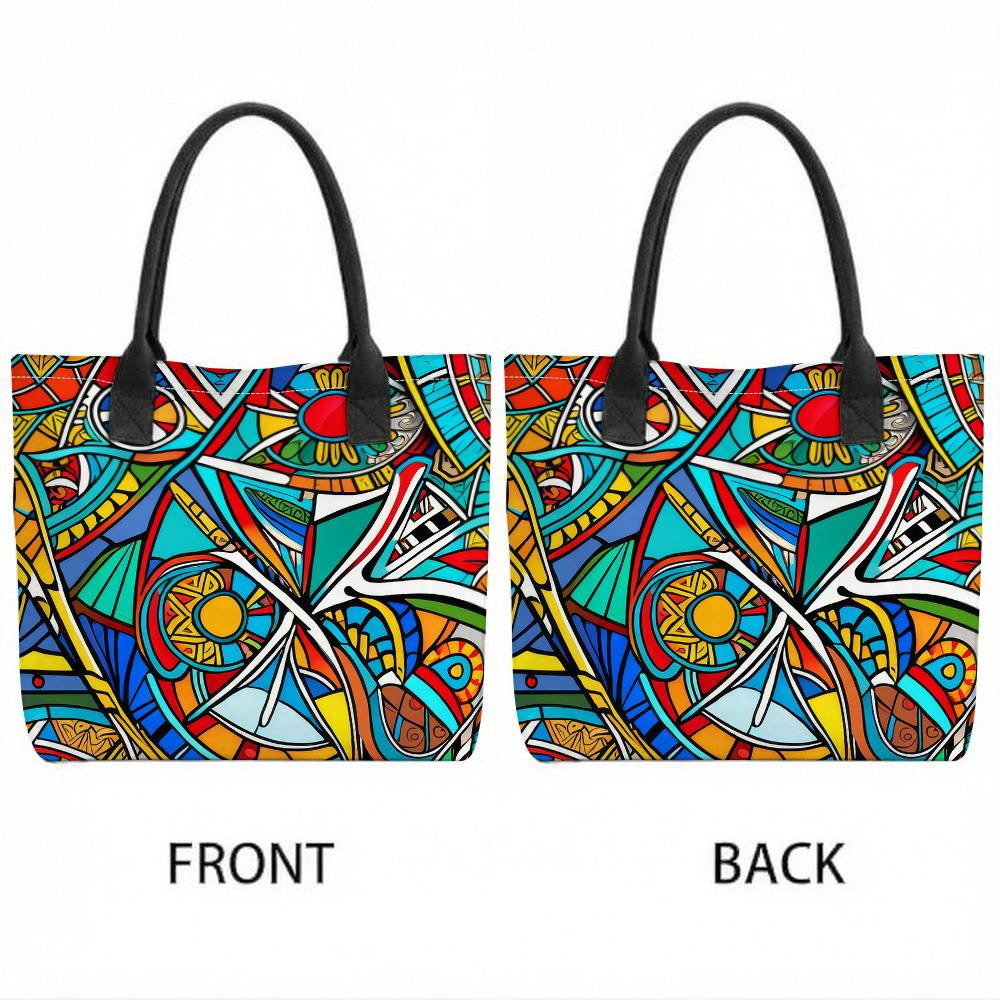 Colorful Abstract Print Tote Bag for Women Daily Use