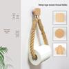Handmade Woven Hemp Rope Tissue Holder with Solid Wood Roll Paper Rack