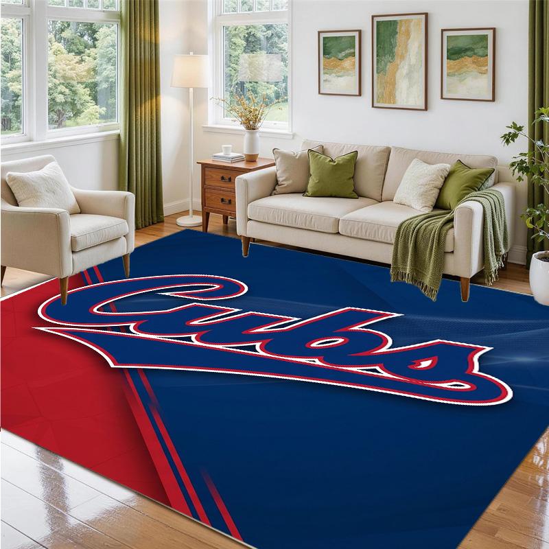 Chicago Cubs Design Crystal Velvet Rug Soft Decorative Mat for Bedroom Entrance