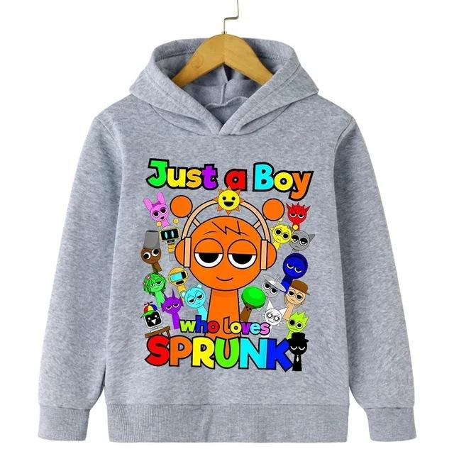 Sprunki Thick Hoodie for Children Anime Cartoon Fashion Sweatshirt Boys Girls Autumn Winter Hip Hop Hooded Hoodies Kids Clothes